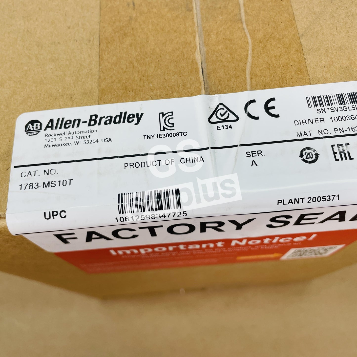 Allen Bradley 1783-MS10T /A Stratix 8000 ENet Switch 10-P Cooper