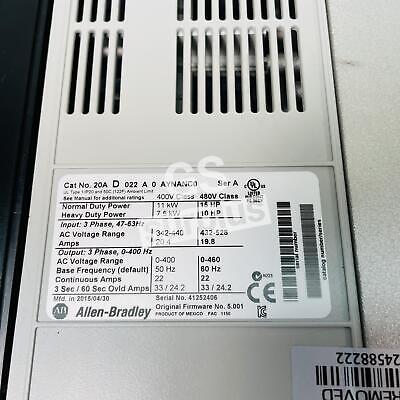 Allen Bradley, 20AD022A0AYNANC0, Powerflex 70 VFD Motor Variable Frequency Drive