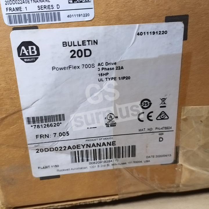 ALLEN BRADLEY 20DD022A0EYNANANE /D PowerFlex 700S AC Drive 20D