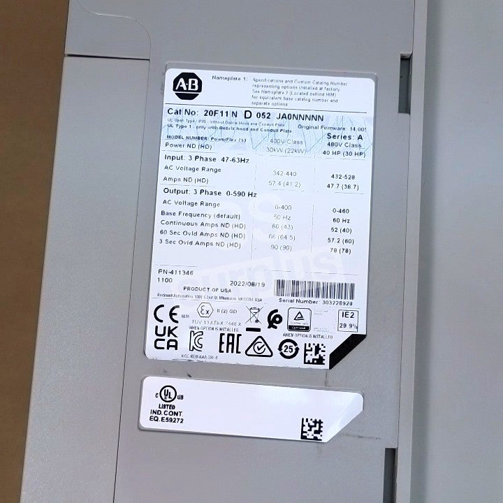 ALLEN BRADLEY 20F11ND052JA0NNNNN PowerFlex 753 AC Drive, 480V 40HP