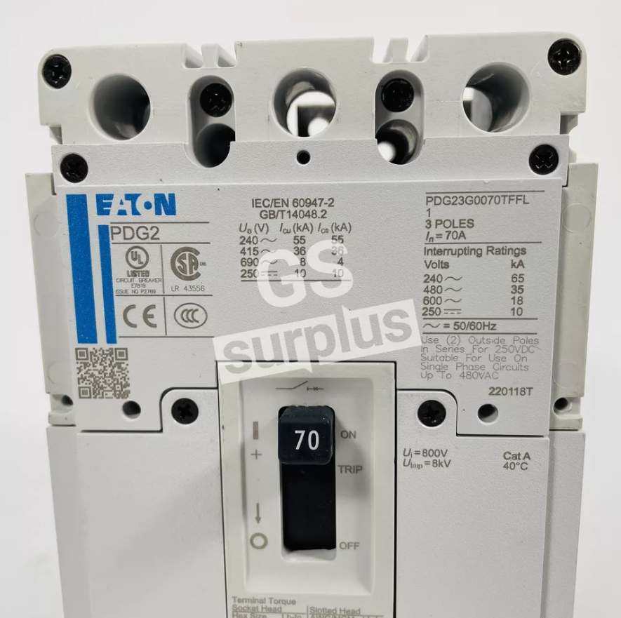 EATON PDG23G0070TFFL CIRCUIT BREAKER 3P 70A 600V