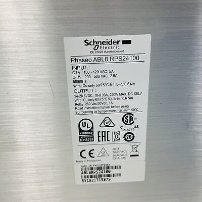 SCHNEIDER ABL8RPS24100 AC/DC DIN RAIL UNIVERSAL POWER SUPPLY