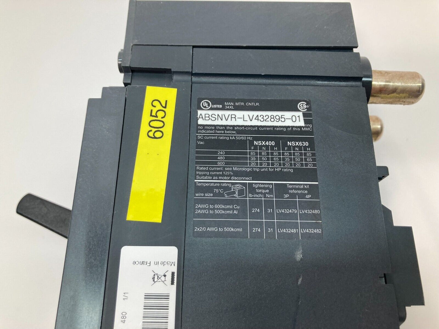 Schneider ABSNVR-LV432895-01 / LV432895 Circuit Breaker 3 Pole