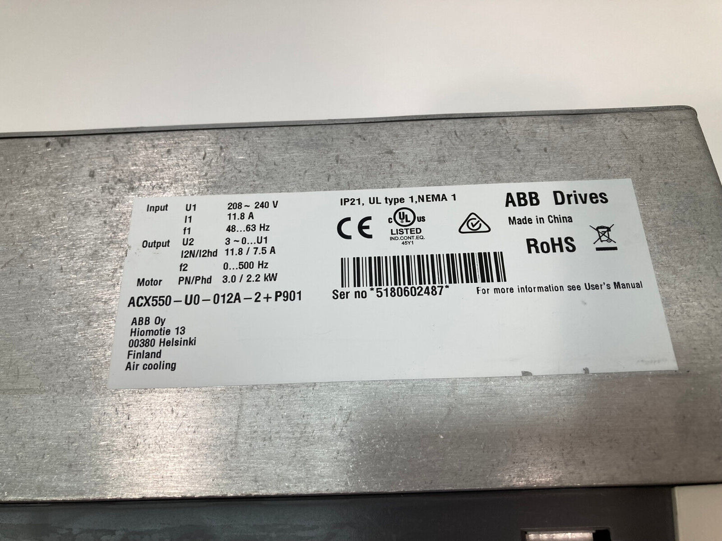 ABB ACX550-U0-012A-2+P901 / ACX550U0012A2P901 Motor Drive