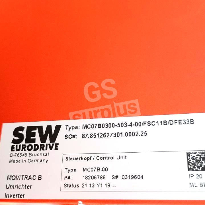 SEW MDX60A0300-503-4-00 + MC07B0300-503-4-00/FSC11B/DFE33B / 08227152 /...