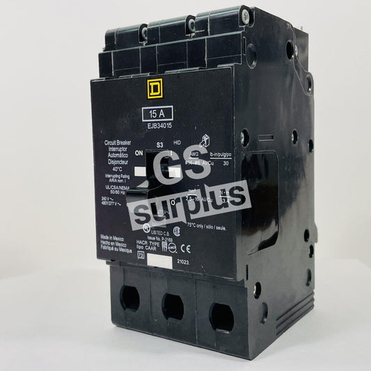 SQUARE D EJB34015 3 POLE 15 AMP 4870/277V CIRCUIT BREAKER