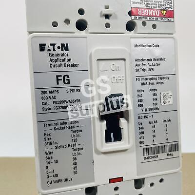 EATON FG3200WA05Y05 200A 3P 600V Ciurcuit Breaker