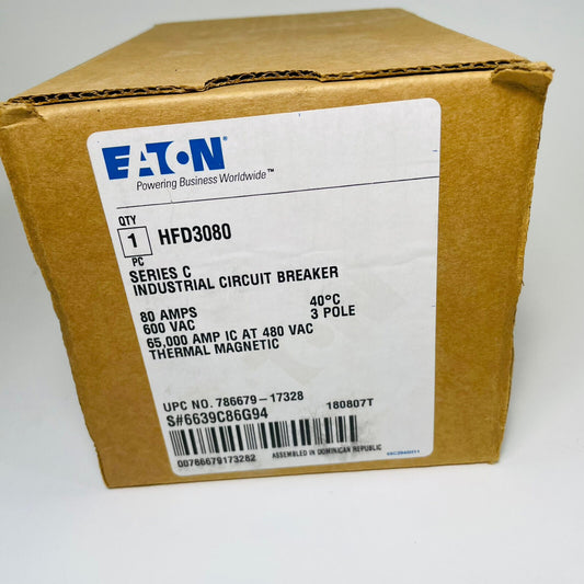 Eaton HFD3080 Circuit Breaker 80 Amp 600V 3 Pole