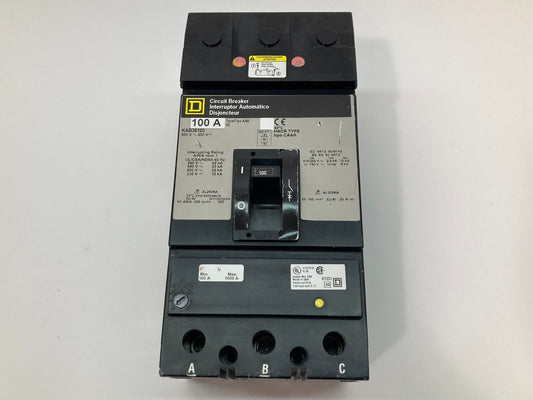 SQUARE D KAB36100 100A 600V 3 Pole Circuit Breaker