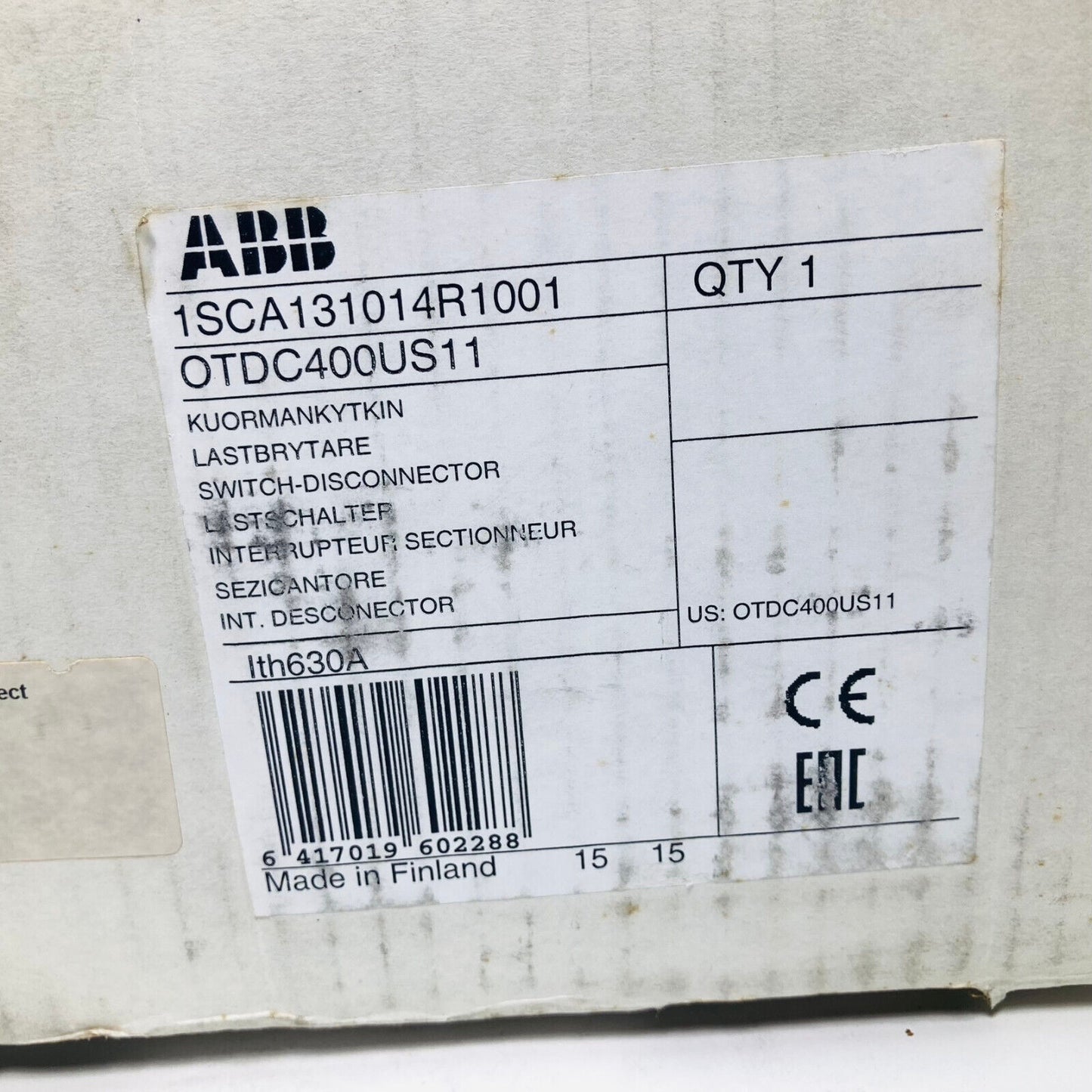 ABB OTDC 400US11 / OTDC400US11 / 1SCA131014R1001 2-POLE DISCONNECT SWITCH