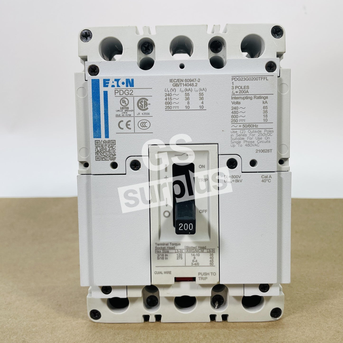 EATON PDG23G0200TFFL 200 AMP 3P CIRCUIT BREAKER