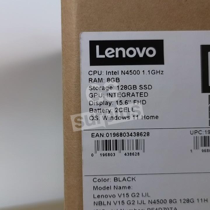LENOVO V15 G2 IJL 15.6" Intel N4500 1.1 GHz, 8GB RAM, 128GB SSD, windows 11...