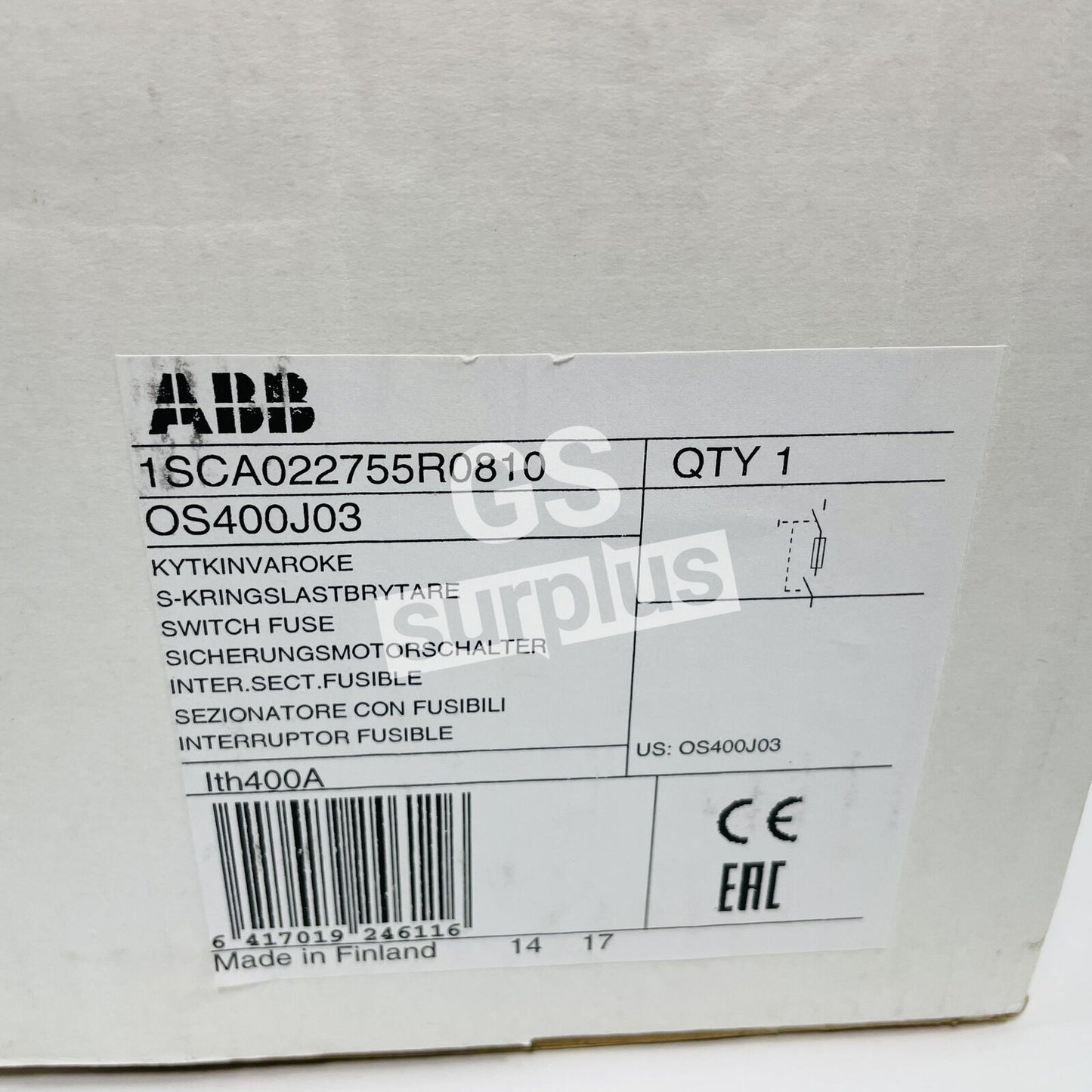 ABB 1SCA022755R0810 / OS400J03 Fusible Disconnect Switch
