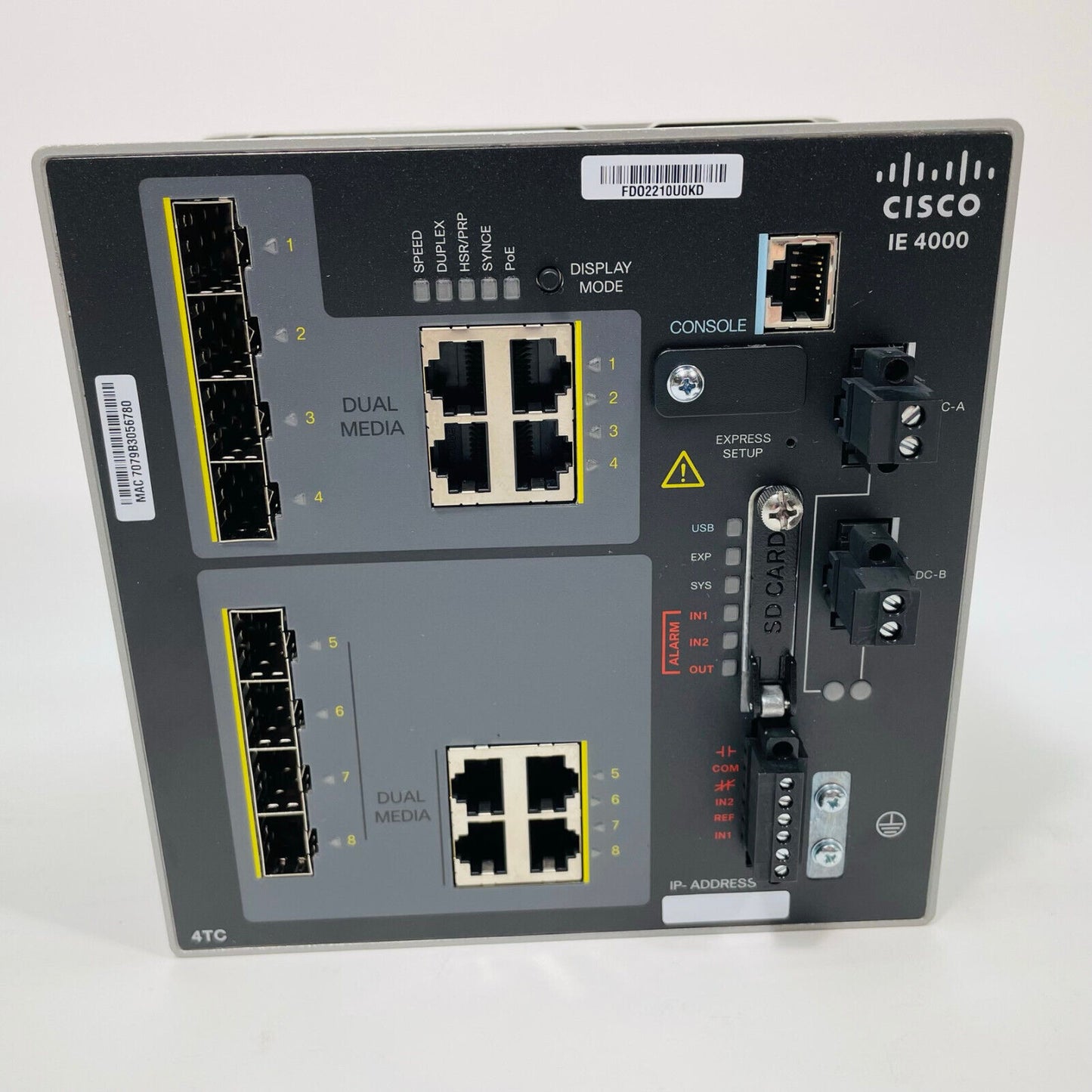 New Cisco IE-4000-4TC4G-E 4-Port FE & 4-Port GE Combo Industrial Ethernet Switch
