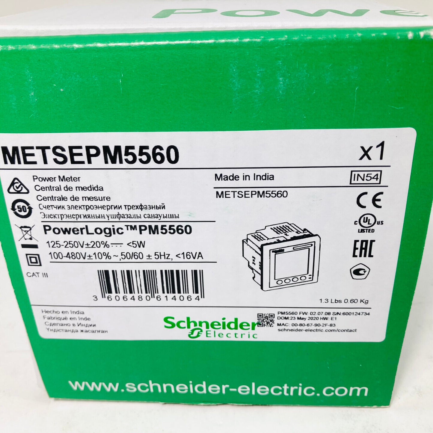 SCHNEIDER METSEPM5560 Power Meter PM5560, New In Box