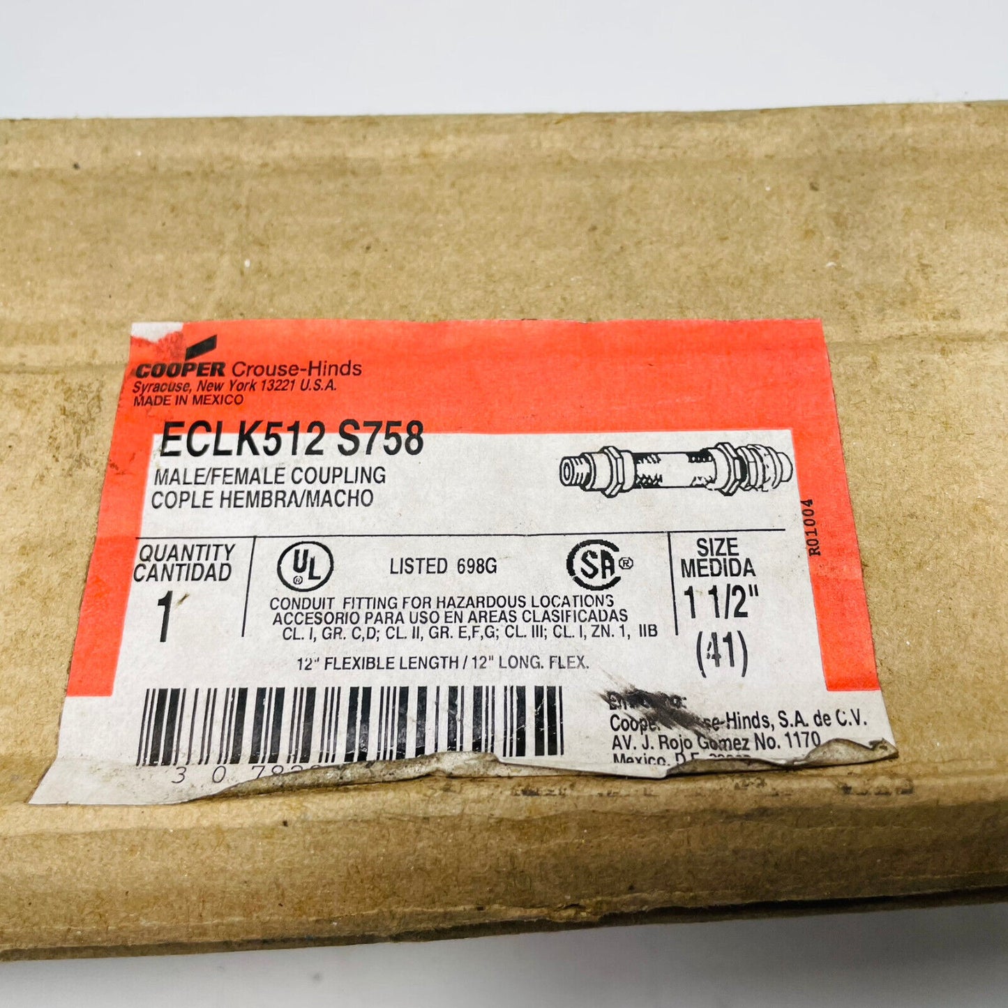 NEW Cooper Crouse-Hinds ECLK512 S758 Coupling 1-1/2" X 12" , PVC Coating