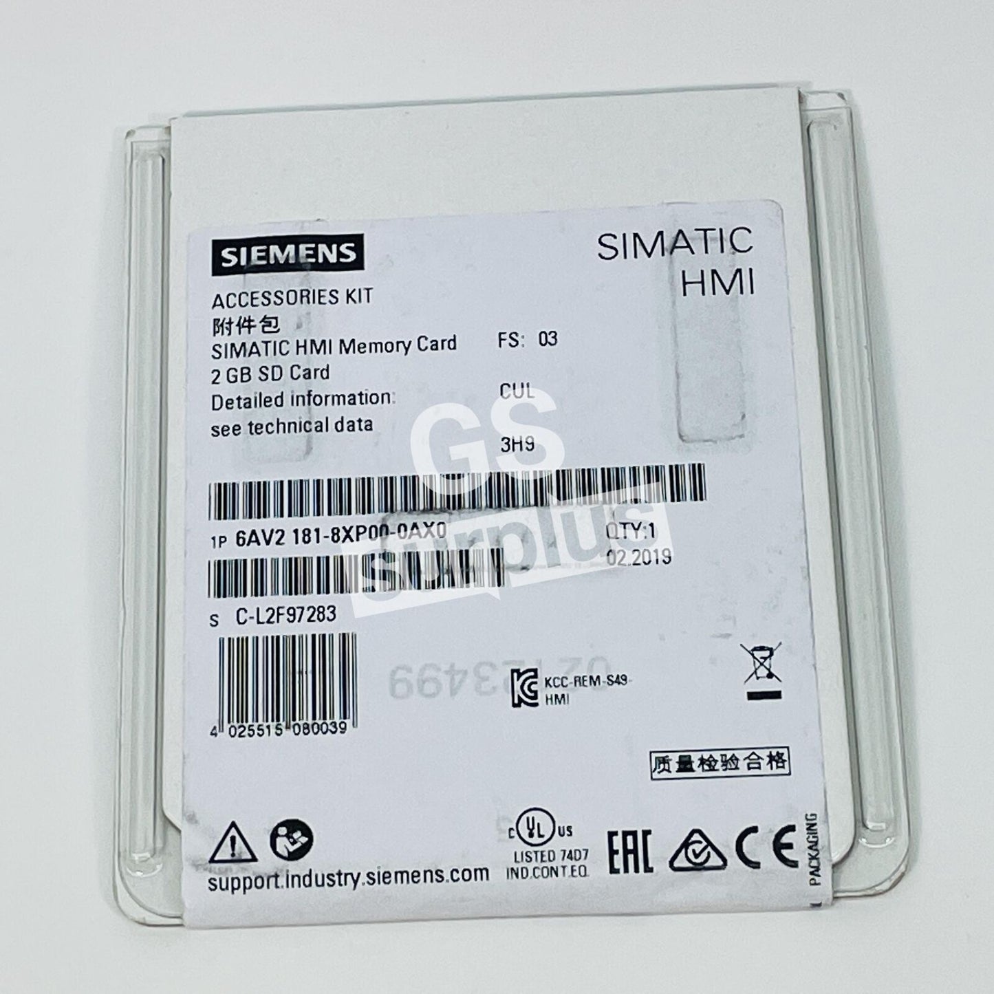 New SIEMENS 6AV2181-8XP00-0AX0 SIMATIC HMI MEMORY CARD 2 GB SD