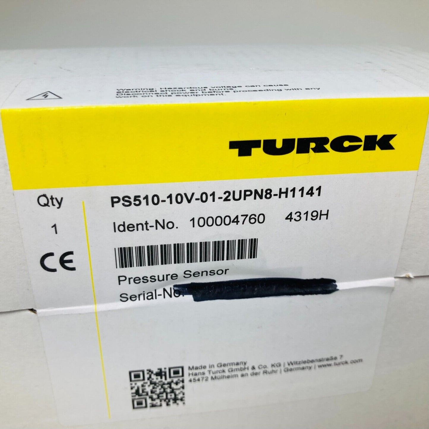 Turck PS510-10V-01-2UPN8-H1141 / 100004760 Pressure Sensor, NEW