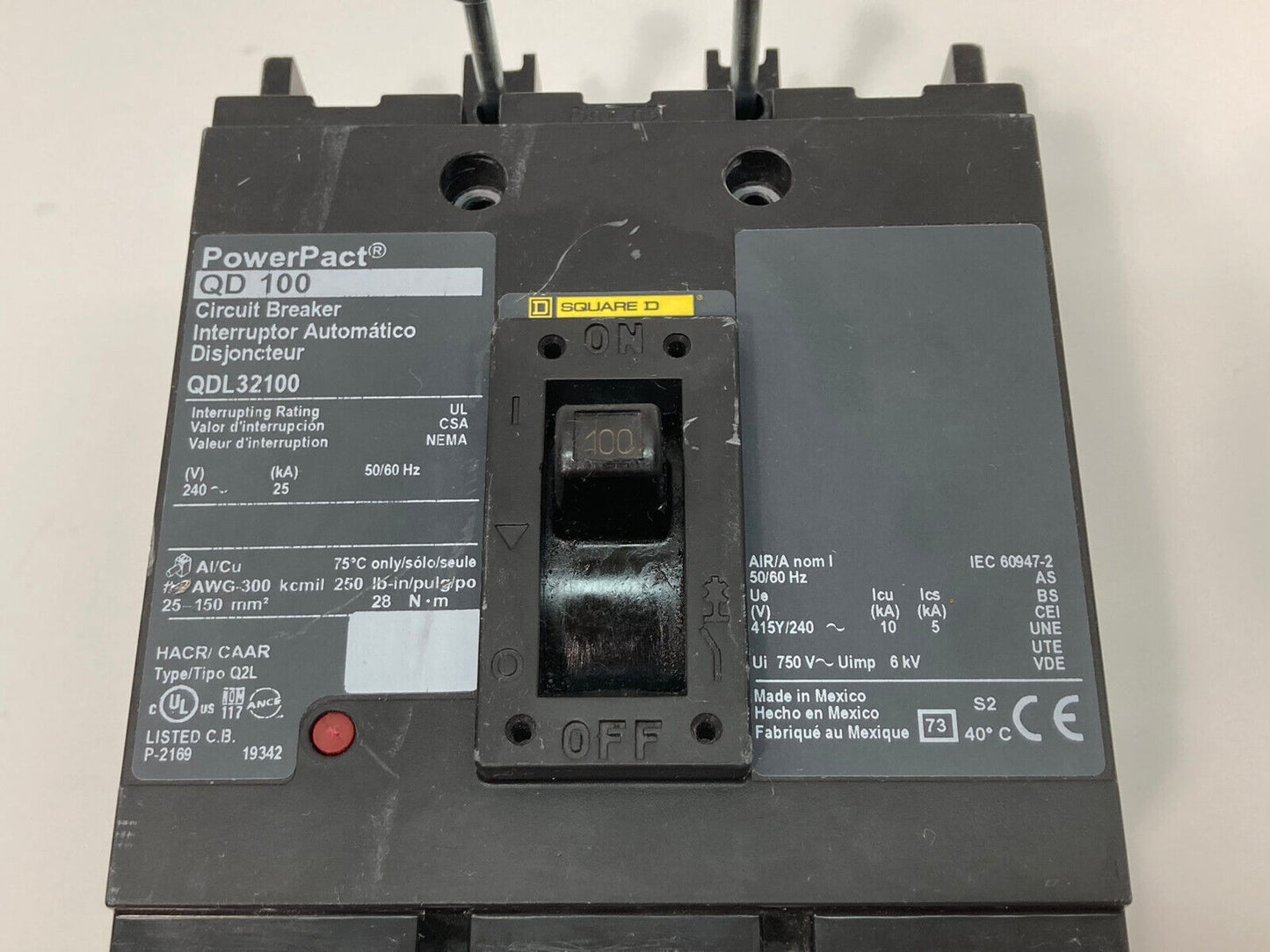 Square D PowerPact QDL32100 Circuit Breaker QD 100