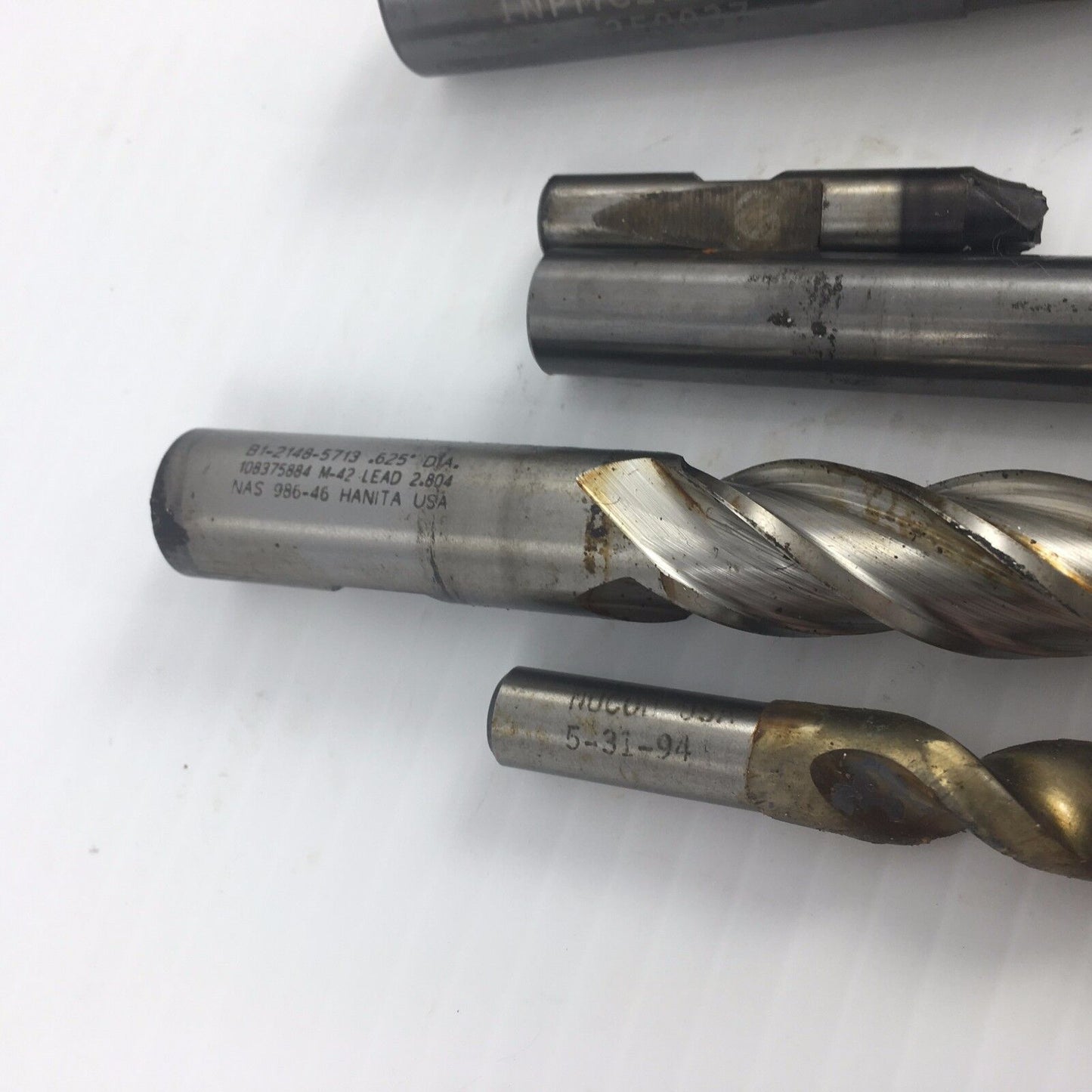 Lot of 7 HSS End Mill Drills Hanita, Helical, Jarvis 3/8"- 3/4"