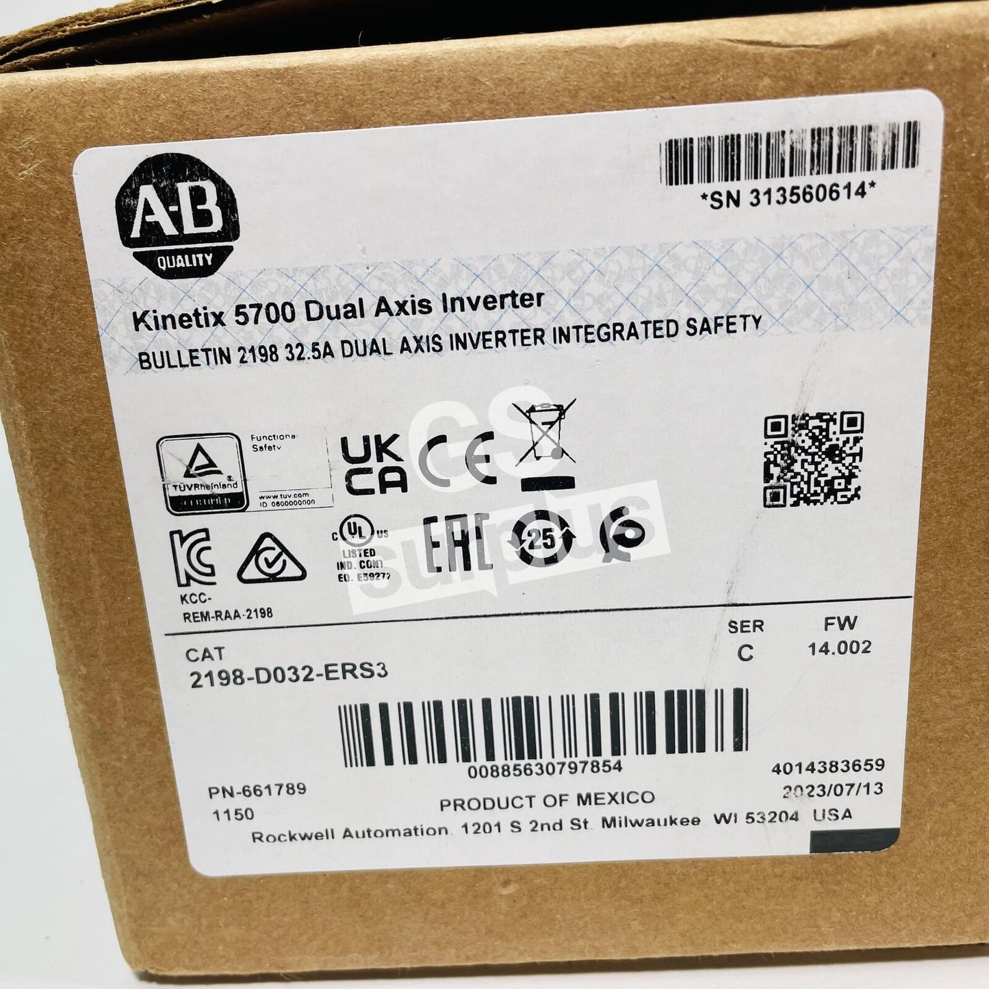 ALLEN BRADLEY 2198-D032-ERS3 /C Kinetix 5700 Dual Axis Inverter (In box, new su