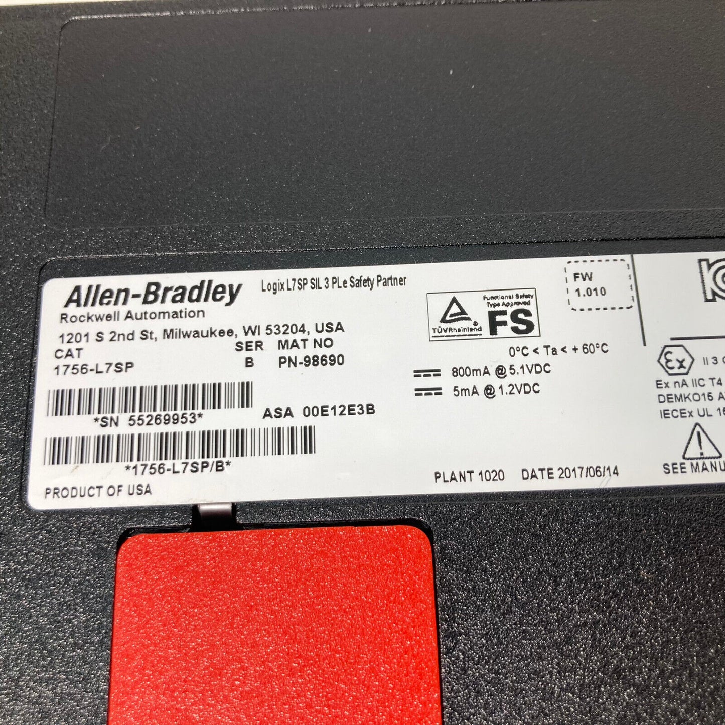 New Allen Bradley 1756-L7SP /B GuardLogix GuardLogix Safety Partner Controller