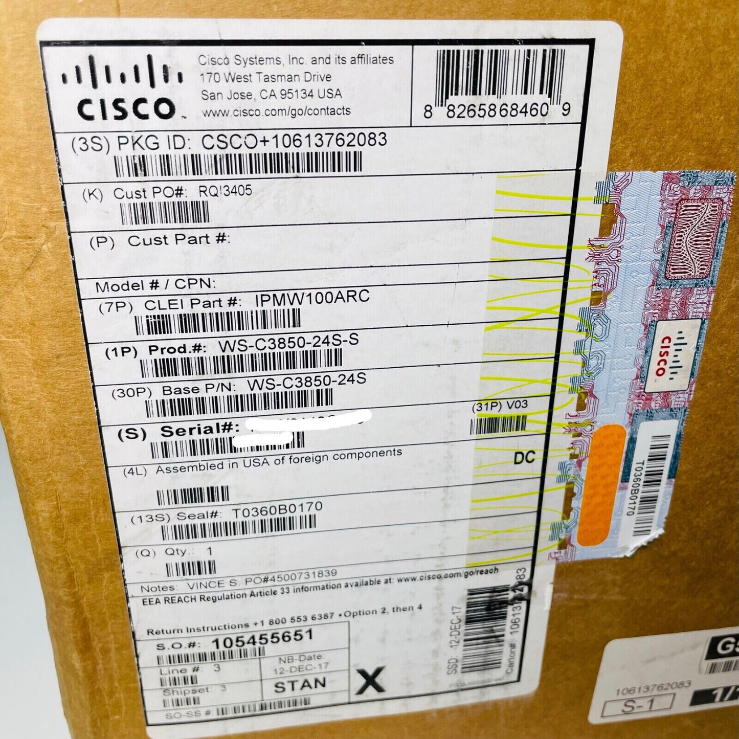 New Cisco WS-C3850-24S-S Catalyst 3850 Switch Layer 24 SFP IP Base