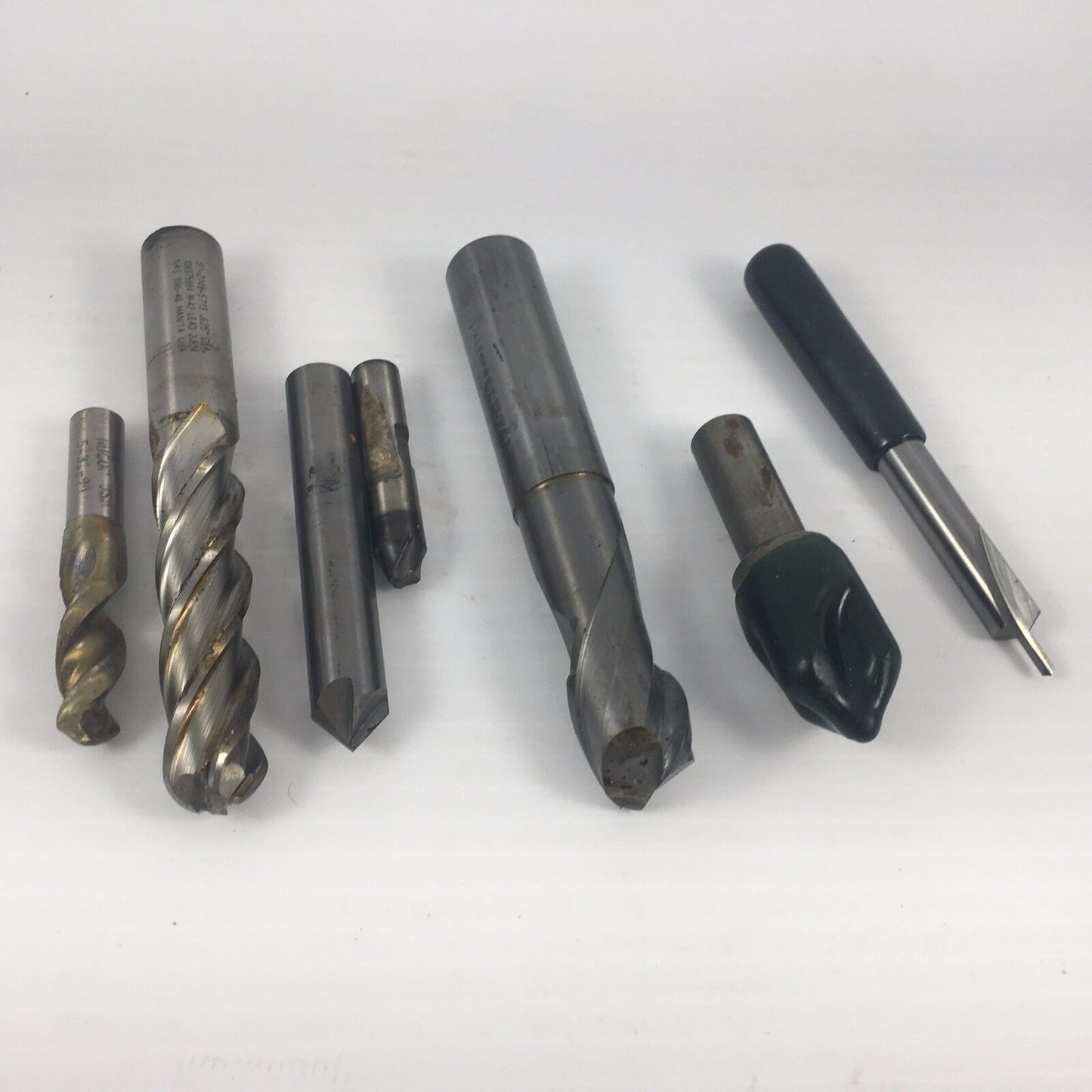 Lot of 7 HSS End Mill Drills Hanita, Helical, Jarvis 3/8"- 3/4"