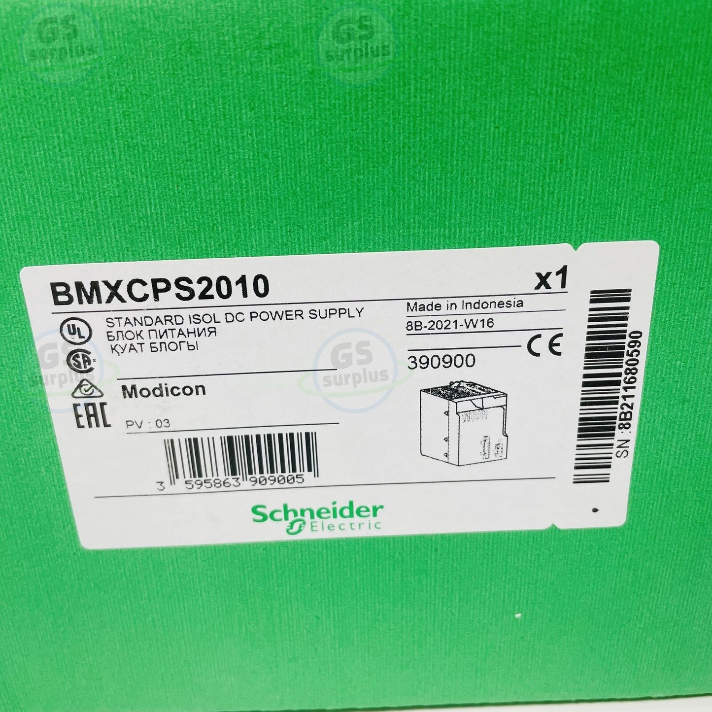 New SCHNEIDER BMXCPS2010 DC Power Supply, Modicon 390900 Standard Isolated