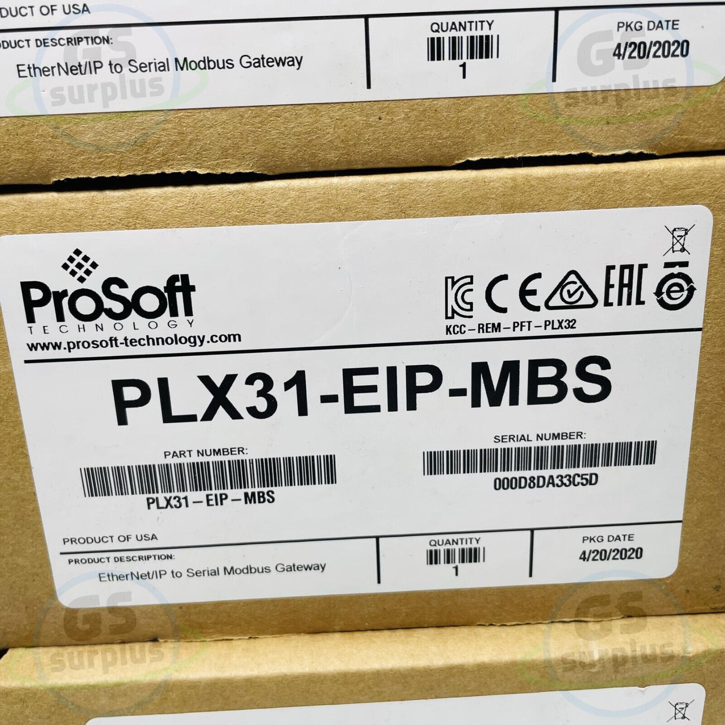 New PROSOFT PLX31-EIP-MBS EtherNet/IP to Modbus Serial Gateway