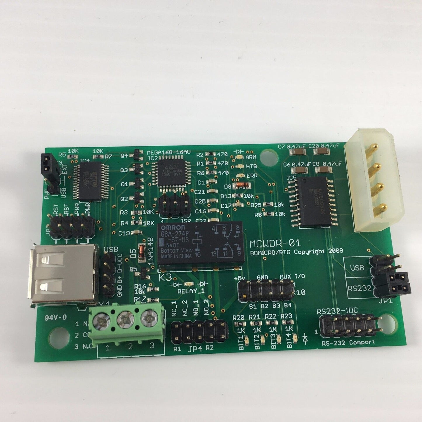 BDMICRO / RTG MCWDR-01 Microcontroller, Mega168, Omron G6A-274P