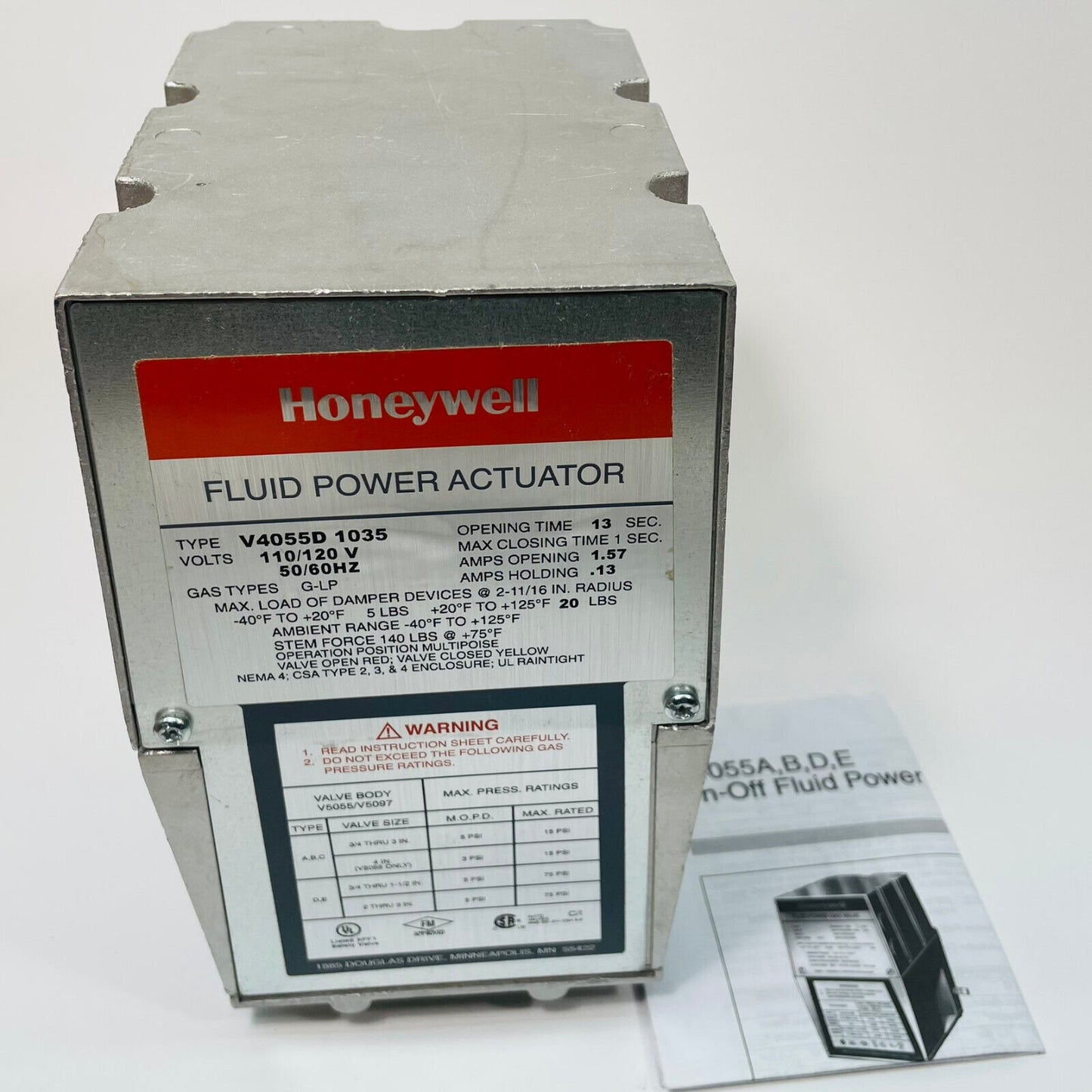 New Honeywell V4055D1035 / V4055D 1035  Fluid Power Actuator