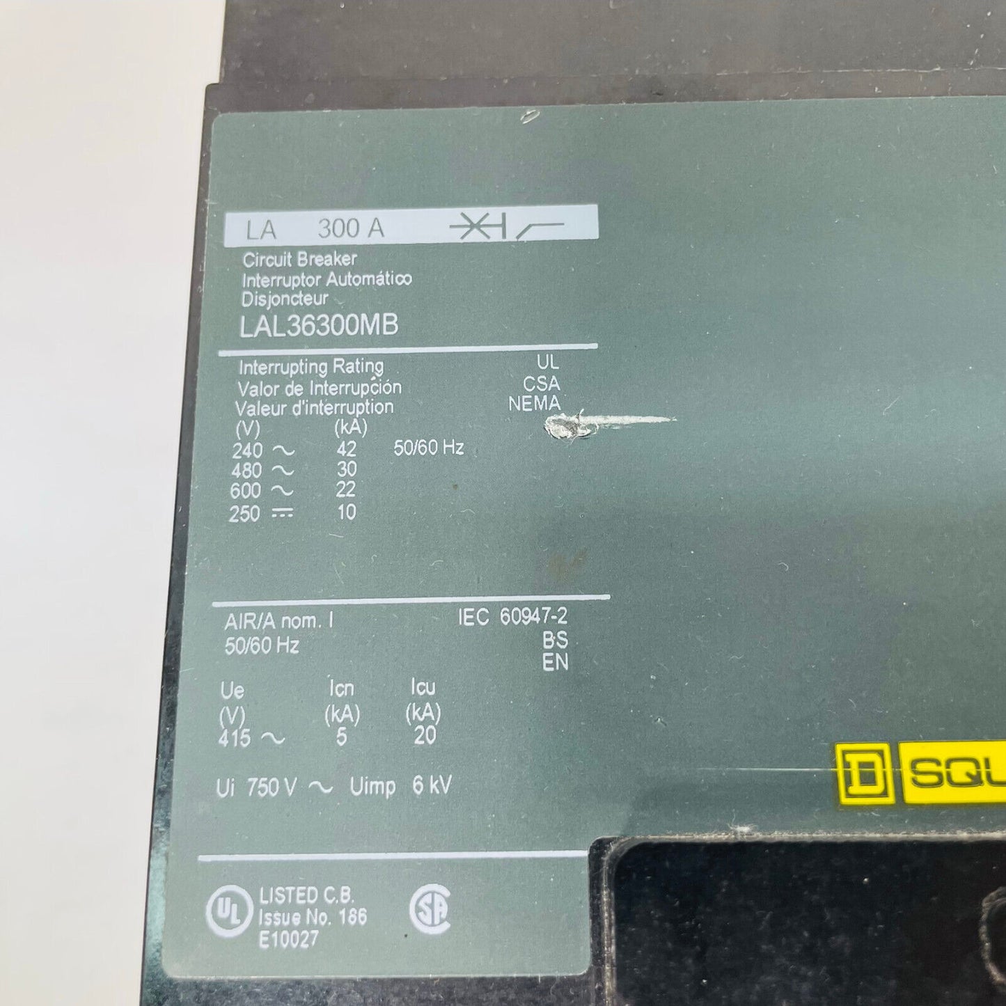 New open Square D LAL36300MB Molded Case Circuit Breaker