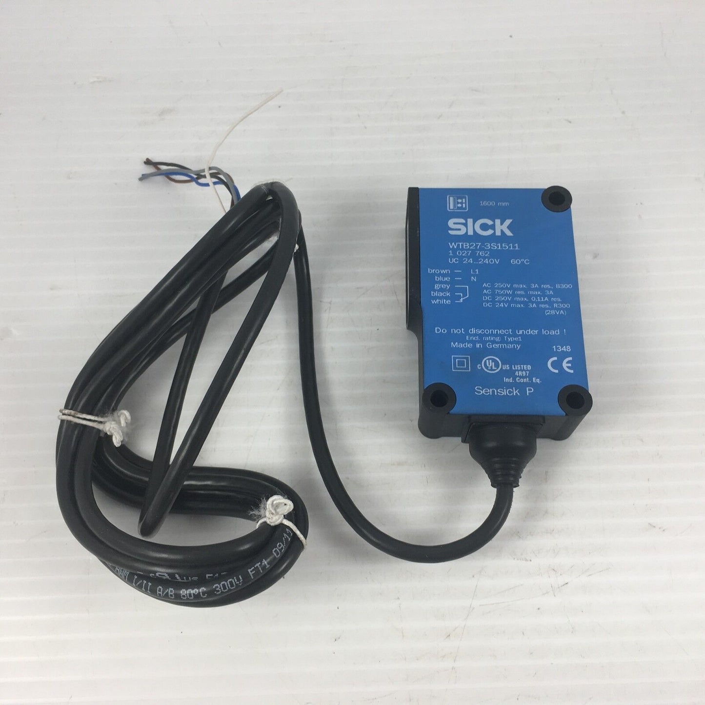 Sick WTB27-3S1511 Photo Sensor, 20-250VAC, 2m Cable